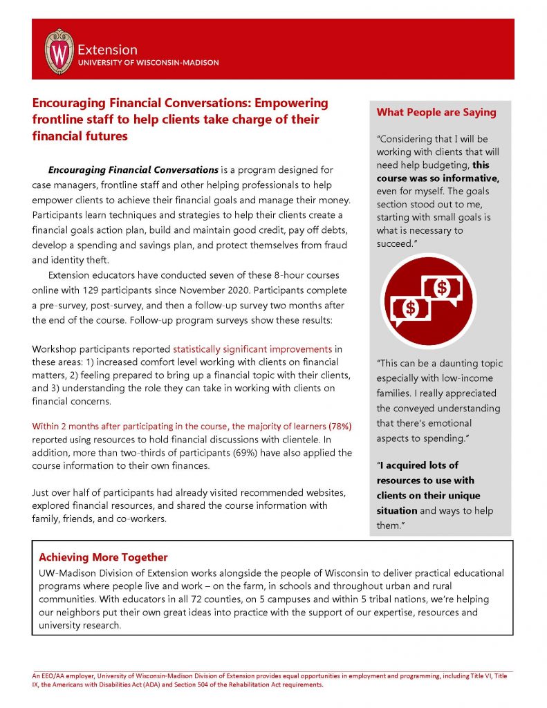 encouraging financial conversations impact report